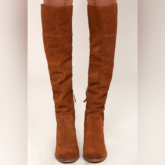 Steve Madden Brown with Suede Finish Palisade Chestnut Leather Knee High Boots - Picture 14 of 15